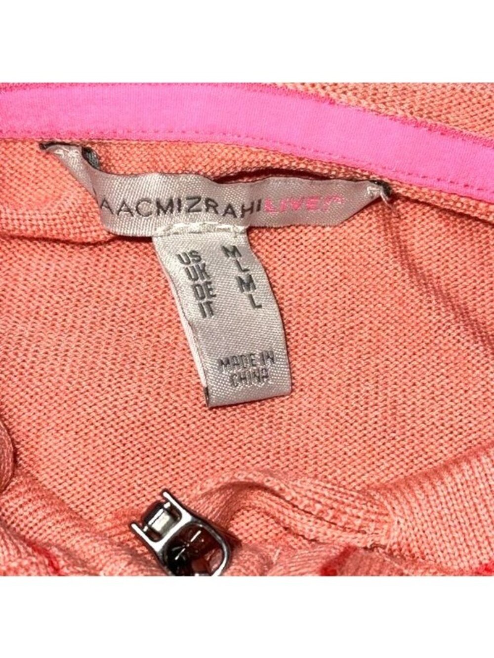 Isaac Mizrahi Live! Womens Hooded Cardigan Sweater M Coral - Picture 3 of 6